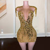 Crystal Beading Sequin Gold Birthday Dress