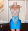 Sheer O-Neck Beading Birthday  Dress