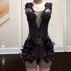 Luxury Black Beaded Crystal  Birthday Dress