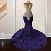 Sparkly Purple Crystal Mermaid Rhinestone Prom Dress