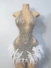 Stunning Halter  Silver Crystals Birthday Dress
