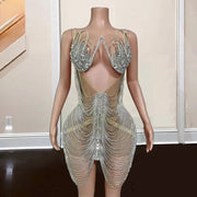 Dazzling Crystal Tassel Party Dress