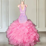 Pink Sequin Prom Dress 2024