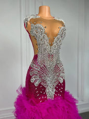 Long Sleeve Brown Velvet Mermaid Prom Dress with Crystal Rhinestones