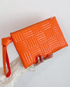 Quilted Geometric Zipper Detail Envelop Clutch Bag