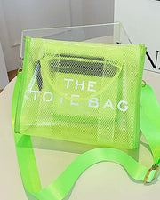 PVC Pastel Letter Print Tote Bag
