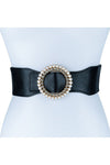 Faux Pearls with Rhinestone Cloud Elastic Belt
