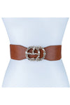 Rhinestone Double Circle Buckle Elastic Belt