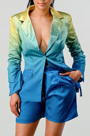 Get ready for the holiday ombre blazer suit set