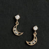 Gold Zircon Crescent Earring