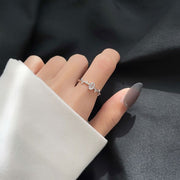 925 Sterling Silver Leaf Zircon Ring