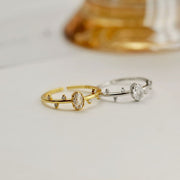 925 Sterling Silver Leaf Zircon Ring
