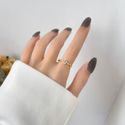 925 Sterling Silver Leaf Zircon Ring