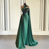 Emerald Green Beaded Satin Evening Dress