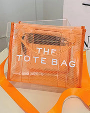 PVC Pastel Letter Print Tote Bag