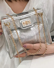 Chain Strap Clear Shoulder Bag With Inner Pouch