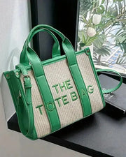 Letter Embroidery Versatile All-Match Straw Tote Bag