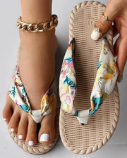 Floral Print Toe Post Beach Flip Flops