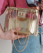 Chain Strap Clear Shoulder Bag With Inner Pouch