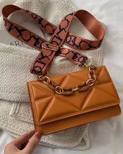 Geometric Flap Satchel Bag