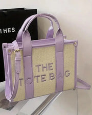 Letter Embroidery Versatile All-Match Straw Tote Bag