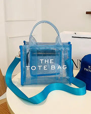 PVC Pastel Letter Print Tote Bag