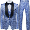 Men's Casual Boutique Flower Color Three-Piece Suit (Blazer, Pants, and Vest)