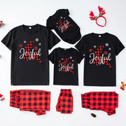 2023 New Short Sleeve Family Christmas Pajamas Set Cartoon Cute Soft 2 Pieces Suit Adults Kids Matching Outfits Baby&Dog Rompers