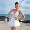 Sexy Beaded Pearly White Feathers Birthday Dress