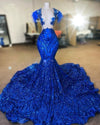 Sparkly Glam Sequin Royal Blue Prom Dress