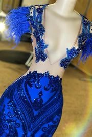 Sparkly Glam Sequin Royal Blue Prom Dress