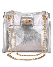 Chain Strap Clear Shoulder Bag With Inner Pouch