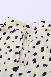 Mock Neck Lantern Sleeve Fashion Print Blouse