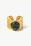 Gold Plated Malachite Leaf Ring