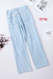 Light Wash Cut out Distressed High Waist Jeans