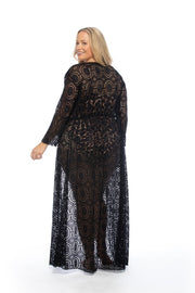 BLACK CROCHET STYLE LONE COVER UP