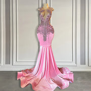 Pink Velvet Mermaid Prom Dress 2024