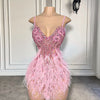 Cute Pink Diamond Crystals Feather Birthday Dress