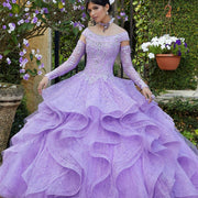 Light Purple Quinceanera Ball Gown with Detachable Sleeves