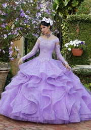 Light Purple Quinceanera Ball Gown with Detachable Sleeves