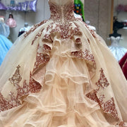 Sweetheart Off Shoulder  Detachable Sleeve Quinceanera Dress