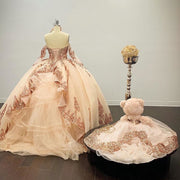 Sweetheart Off Shoulder  Detachable Sleeve Quinceanera Dress