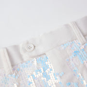 Men's White Velvet Sequin Italian Style Two-Piece Suit (Blazer + Trousers)