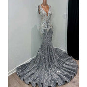 Silver Sequin Mermaid Prom Dress 2024