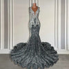 Silver Sequin Mermaid Prom Dress