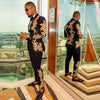 Suit for Men – Slim Fit Single-Breasted Tuxedo with Gold Appliques 2pc Set