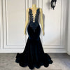Sexy Sheer O-neck Sleeveless Luxury Beaded Long Prom Dress