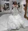 Luxurious Mermaid Wedding Dresses Ruffle Train