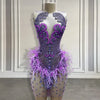 Purple Crystal Short Prom Dress