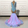 Luxury Pink Mermaid Long Prom Dress  Sparkly Sequined Beaded